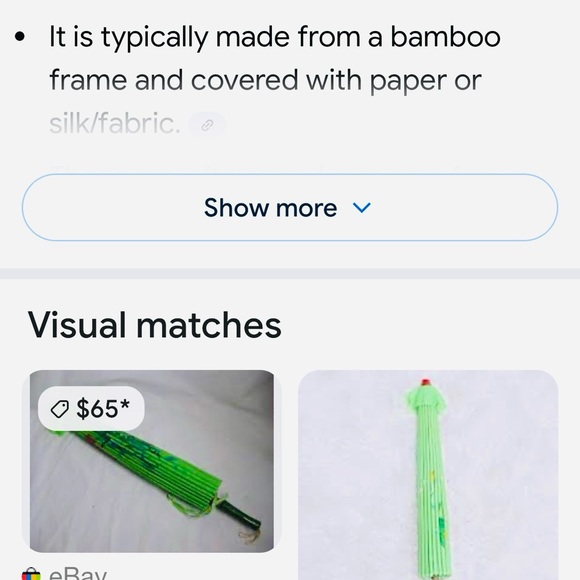 #0991**Green Parasol with Floral Design - Picture 6 of 7